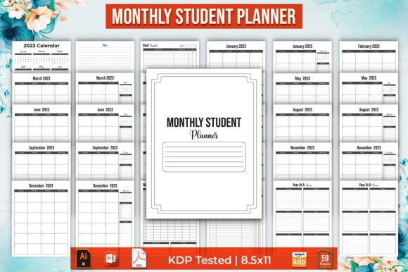 Editable 2023 Monthly Student Planner