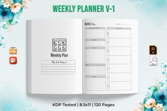 Editable Weekly Planner Kdp Interior V-1